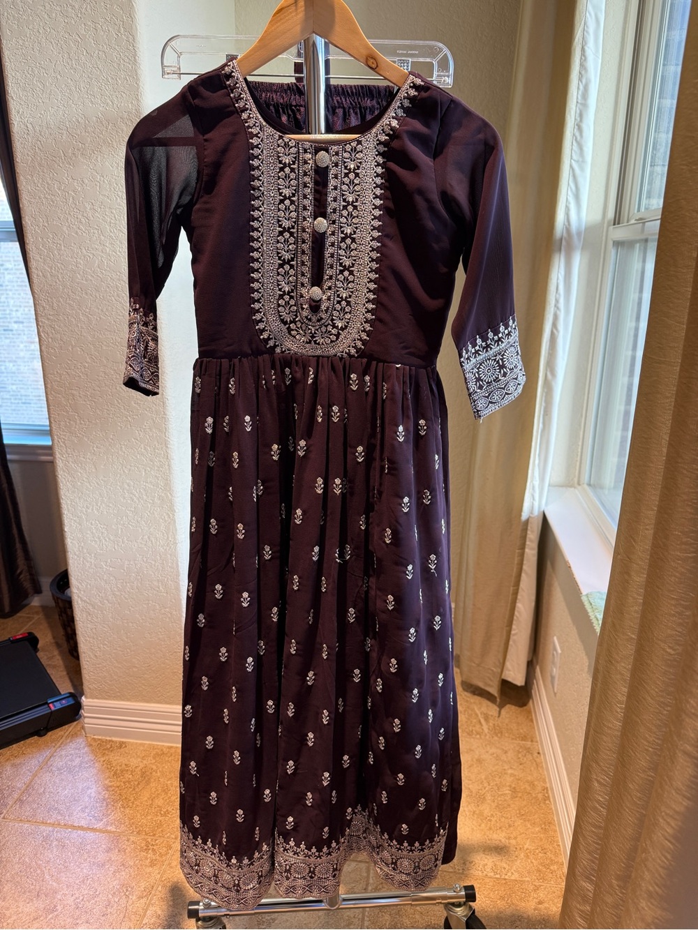 Girls Indian Pakistani Deep Purple Anarkali Salwar Kameez dress